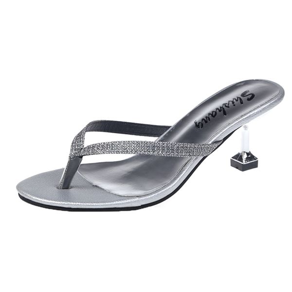 

beach flip flops bling slippers women summer low heels silver sandals women high heels sandals beach slippers shoes black