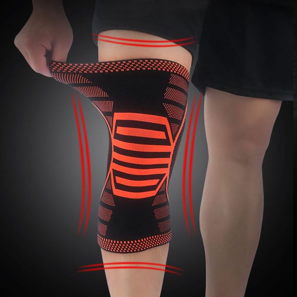 

high elastic bandage compression knee brace sports running crossfit bodybuilding knee protectors sleeves nylon knitted, Black;gray