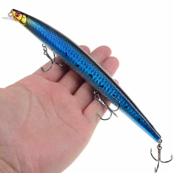 

1 pcs 18cm/24g fishing lure big long fish minor sea fishing wobbler bait 3d eyes artificial bait trout pike fishing accessories uisba