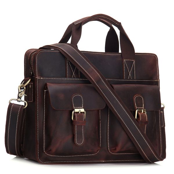 

boleke vintage crazy horse genuine leather bag lawyer men's briefcases male shoulder lapbag for men document totes bags