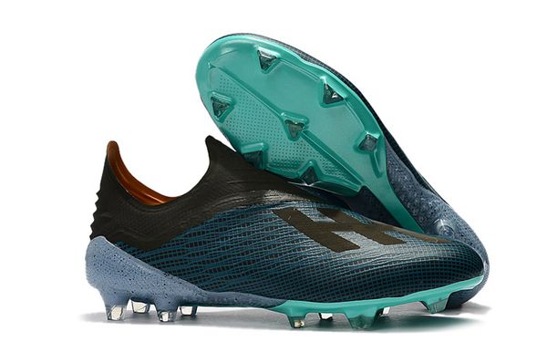 

light blue messi 100% original soccer cleats laceless x 18+ fg men soccer shoes soft spike football boots