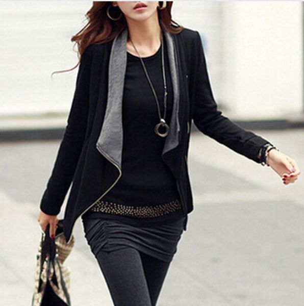 

2017 fashion summer autumn women jacket long sleeve plus size formal coat jaqueta casaco feminino ,t3129, Black;brown