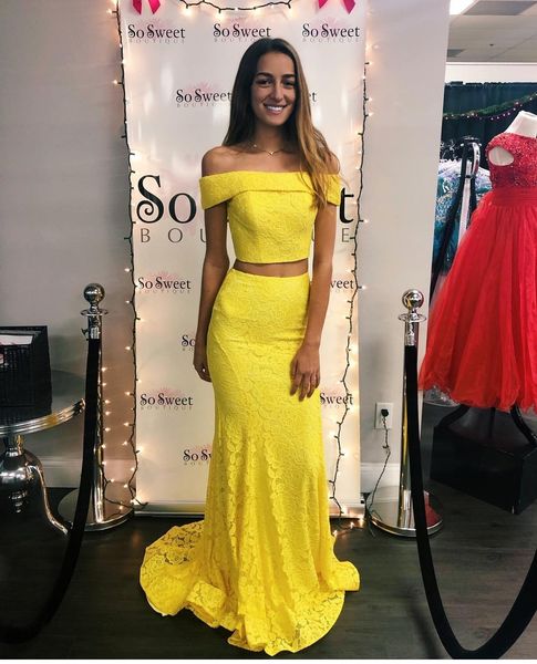 

элегантный две части с плеча русалка longyellow вечерние платья vestido де феста женщины кружева халат де суаре рукавов пром платья, Black;red