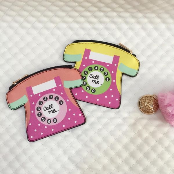 

2017 phone shape bag funny bag women's leather handbags telephone shaped brand designer cute coin bags mini clutch bags