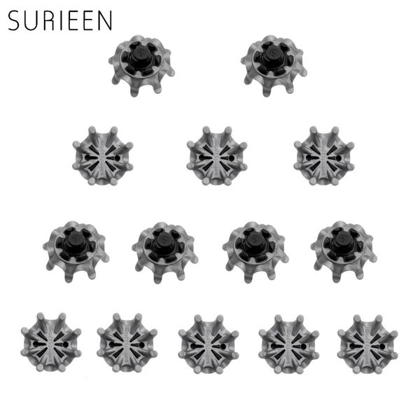 

surieen 2017 14pcs/ lot tpr golf shoe spike fast twist studs tri-lok spikes golf shoe accessories training aids black+gray