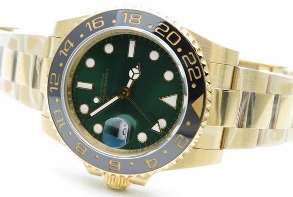 

mens watch bp gmt ii gmt 116718 116718ln green dial 18k gold ceramic bezel asia 2813 movement automatic mens men's watches, Slivery;brown