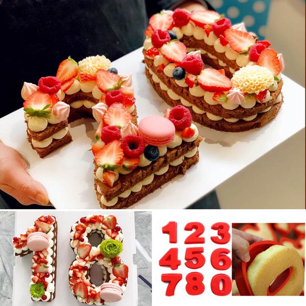 2019 Number Silicone Cake Mold 0 9 10inch Kitchen Baking Mold Cake