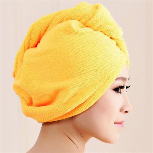 Neue Mikrofaser Haar Wrap Handtuch Hut Turban Frauen Twist Schnell Trocknend Trockenen Kappe Damen Plüsch Bad Spa Solide Kostenloser Versand p102