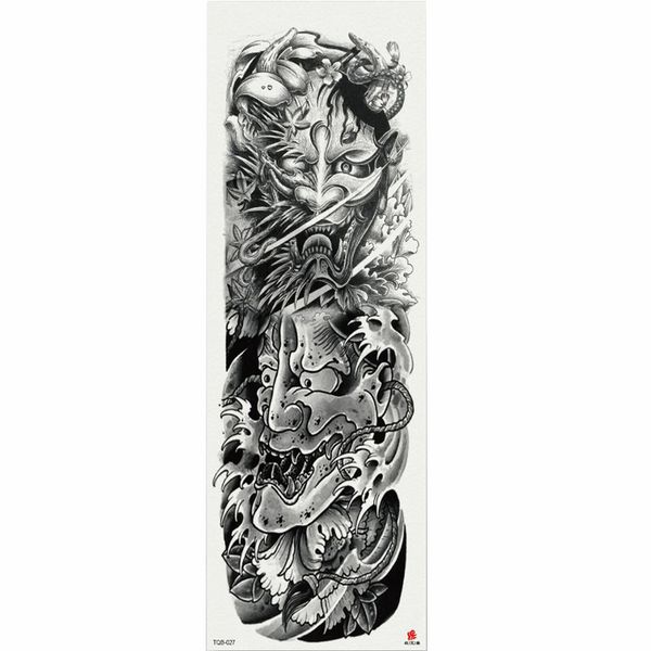 

1 piece hell monster pattern temporary tattoo sticker with arm body art big sleeve large fake tattoo sticker
