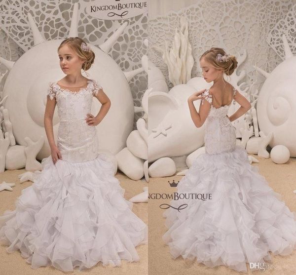 

Маленькие белые прекрасные платья с короткими рукавами Русалка для девочек 2019 Пр