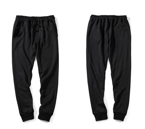 

men joggers euro size striped solid pants gyms loose sweat pants casual pants sweatpants bodybuilding tracksuit bottoms elastic, Black
