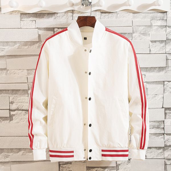 

masculine stripe loose retro vintage baseball uniform pilot jacket man's hip hop bomber jackets sportwear sweatsuit windbreaker, Black;brown