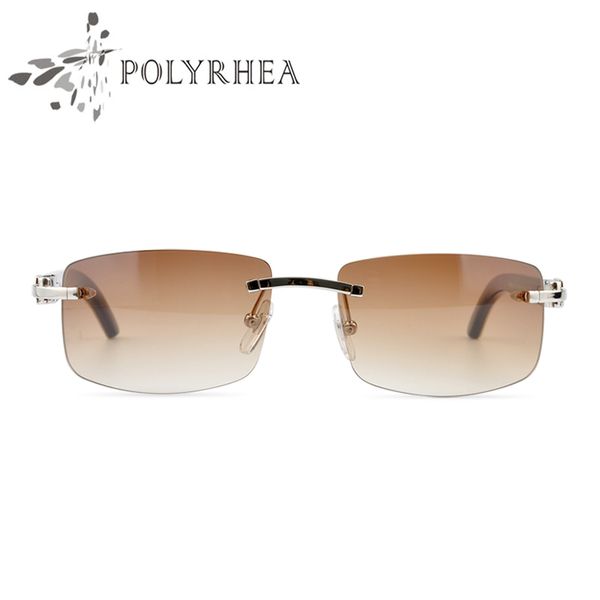 Großhandels-Luxus-Sonnenbrille Buffalo Horn Brille Männer Frauen Sonnenbrille Markendesigner Beste Qualität Weiß innen Schwarz Buffalo Horn