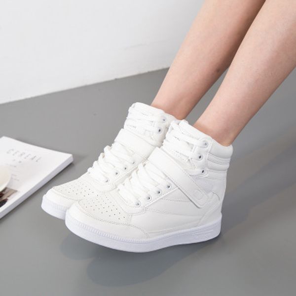 

new white heightening women's shoes ladies winter keep warm high casual shoes wedge sneakers high sneakers women platform shoe v09, Black