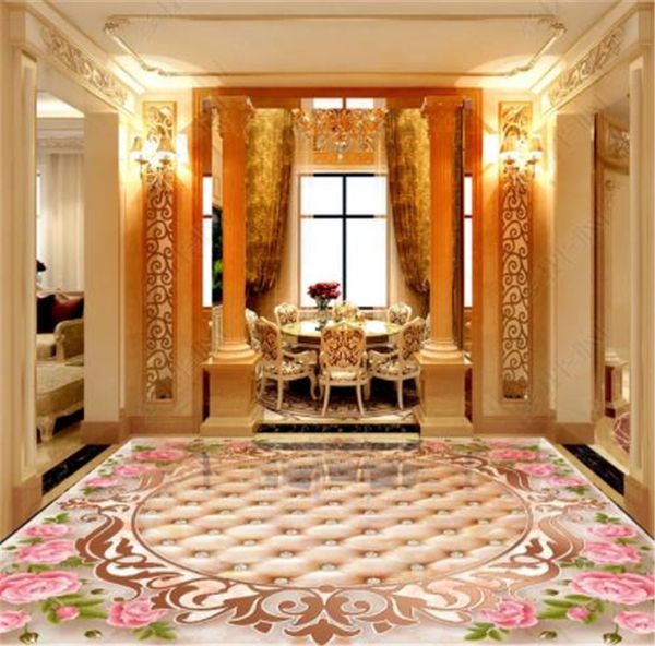 

custom marble flower diamond soft case 3d floor mural