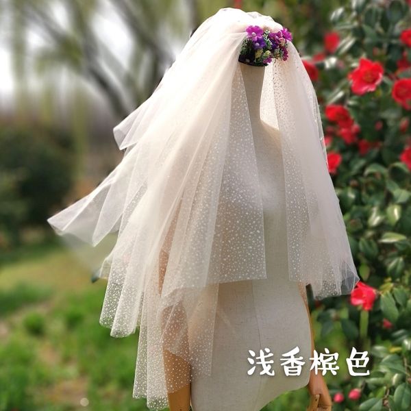 

new fashion designer elegant cut edge white ivory red champagne wrist length multi layer bridal veil, Black