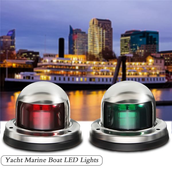 

12v 1pair stainless steel marine boat yacht led warning light set stainless steel waterproof bow navigation indicator spot light