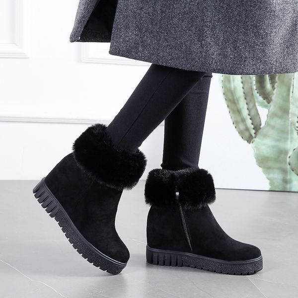 

lady boots round toe booties woman 2019 low heel lace up women's rubber shoes rain luxury designer australia boots-women winter, Black
