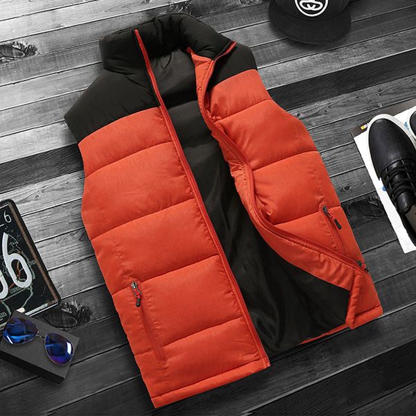 

2019 winter cotton-padded jackets without sleeves patchwork men's vests male vest thicken waistcoat mens outdoors vests 1192, Black;white