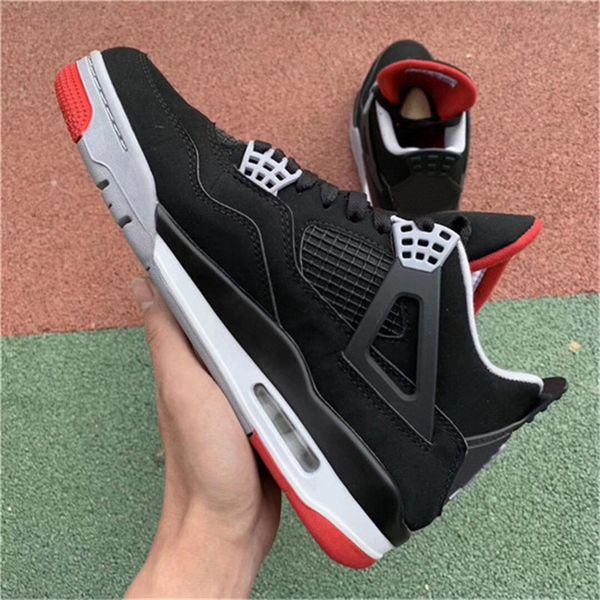 

2019 new relea e air 4 bred og logo 308497 060 4 man ba ketball hoe with original box authentic quality black red ize u 7 13