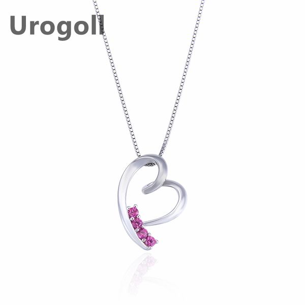 

fashion women pure 925 sterling silver necklaces crystal heart shape purple zircon pendant necklaces chain jewelry accessory