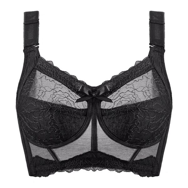 

women's plus size sheer lace bra non padded wirebalconette 34 36 38 40 42 44 b c d e f, Red;black