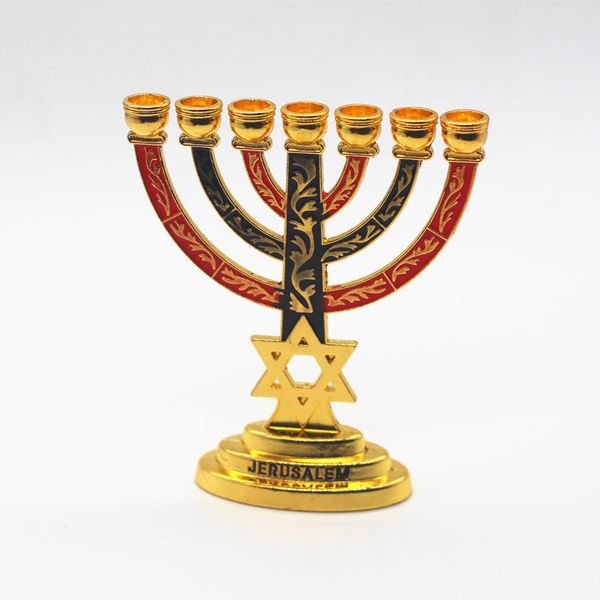 

mini jerusalem menorah with star of david messianic menora of brass