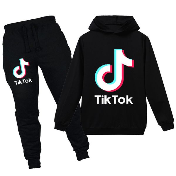 

teenmiro tik tok two pieces clothes sets for boys girls spring kids hooded sweatshirts pants teenagers tracksuits outfits, White