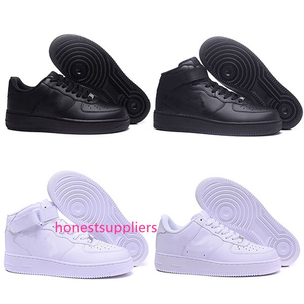 

2019 soft bottom wear resistant classical men women all white black low high 1 one sports sneakers running shoes eur size 36-45