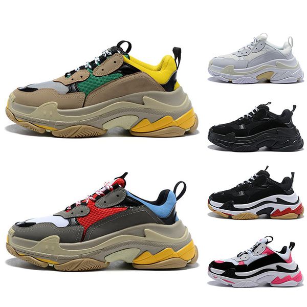 

with socks ale good quality casual shoes triple-s fashion paris black white red old dad men women running shoes breathable mens trainers