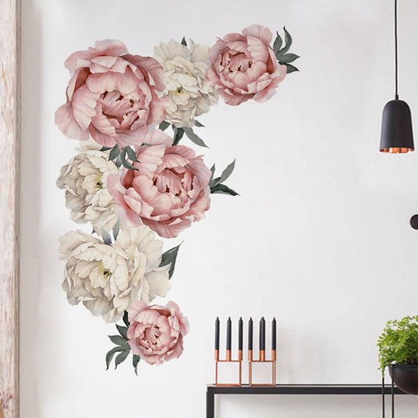 

60x90cm pvc waterproof diy large peony flower removable wall sticker home decor