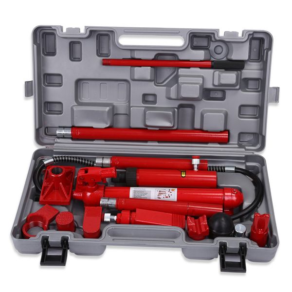 

10 ton hydraulic jack tools set power car van jack body frame repair tools kit red