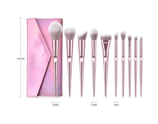 

beauty tools 10pcs makeup eye brushes set silver plastic handle brush with bag