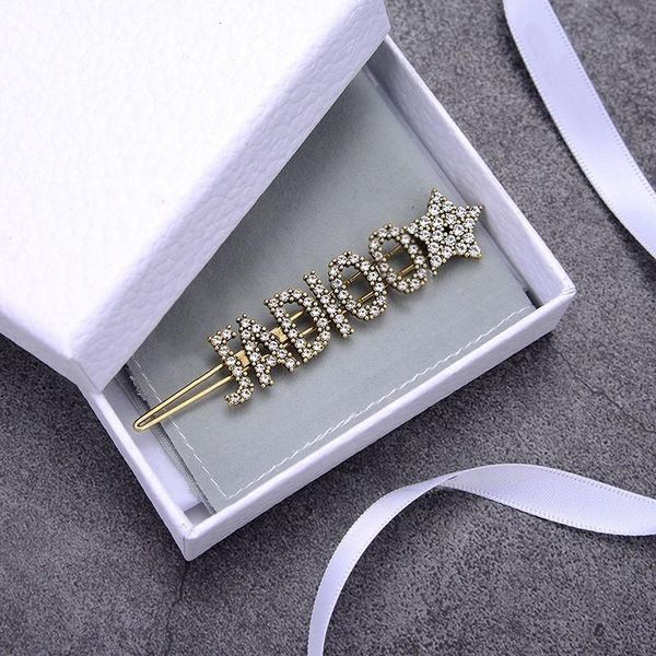 

luxury full diamond letters star designer hairpin luxury designer jewelry women hair clips, Golden;silver