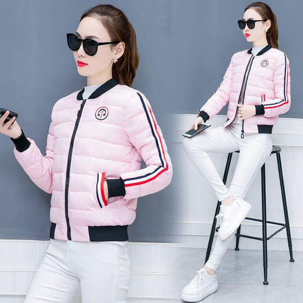 

yiciya pink thick warm winter coat women parka 2018 coats long sleeve female clothing jaket fashion outerwear striped black red