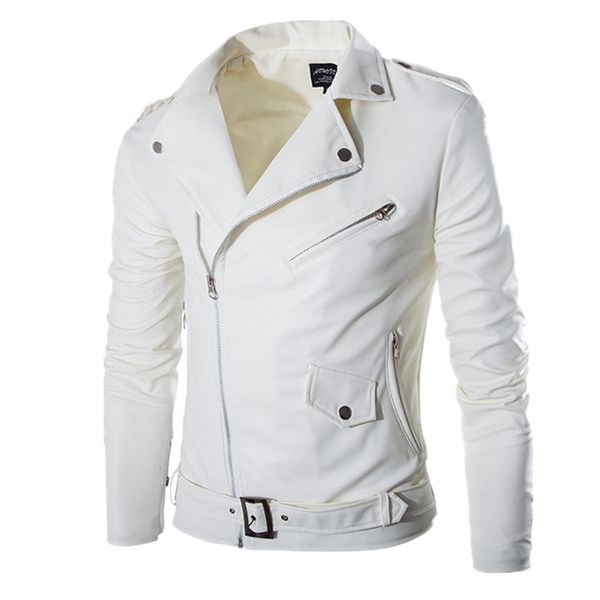 

2016 new fashion designer men slim casual motorcycle coat faux leather jacket white moto faux leather jaqueta de couro plus size, Black;brown