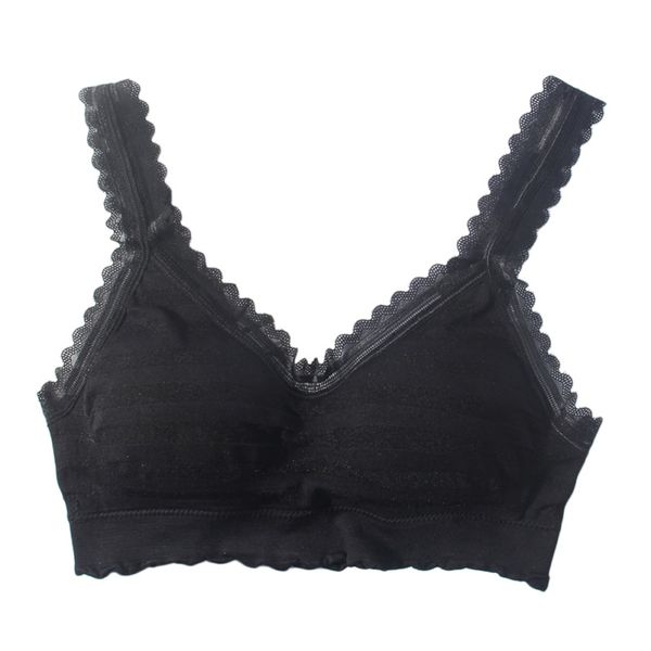 

lace-threaded elastic sling tube comfortable and breathable anti-glare beauty back sleep bra striped sports bra, Red;black