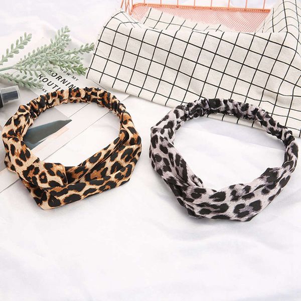 

печать leopard крест оголовье для женщин тюрбан hairband stretch twisted knotted группа волос аксессуары для волос головные уборы