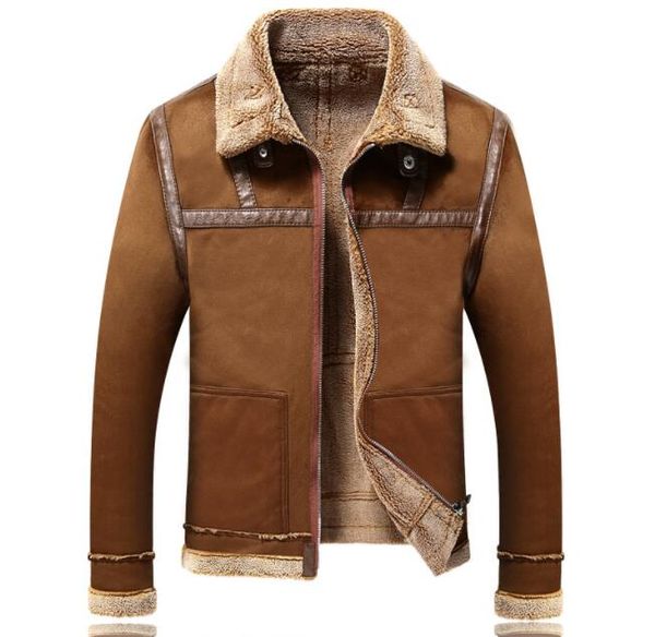 

осень brwon искусственная норка кожаная куртка мужская отворот зима сгущает теплый плюс бархат мех кожаное пальто мужчины тонкие куртки мода, Black