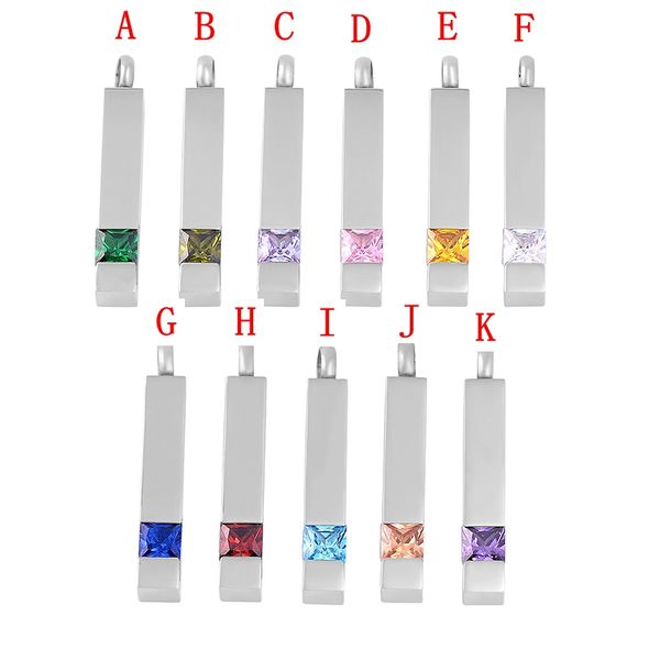 

new-2221 silver 12 months birthstones for choose bar shape cremation necklace, custom date name engraving memorial urn pendant for ashes