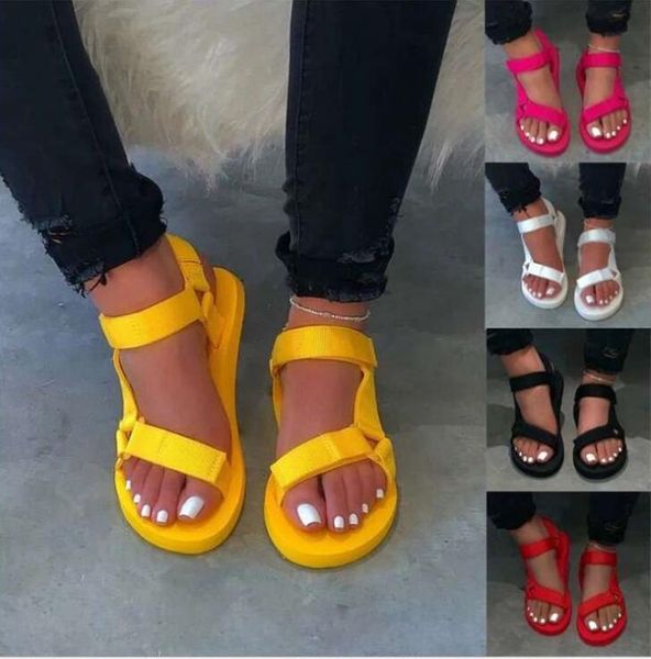 

women's sandals 2020 summer shoes ladies foam platform sandals hook loop beach sandal for woman flat with big size 35-43, Black