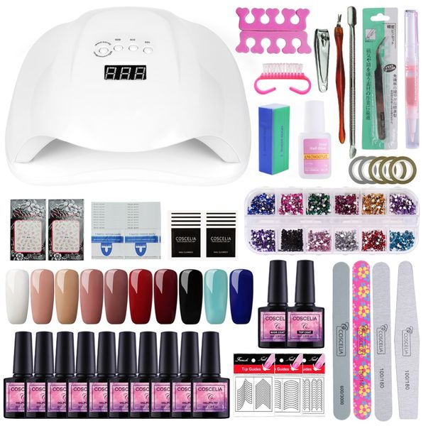 

coscelia set 36w/54w uv led lamp dryer for manicure 10pc nail polish soak off gel varnish lacquer tools for manicure set