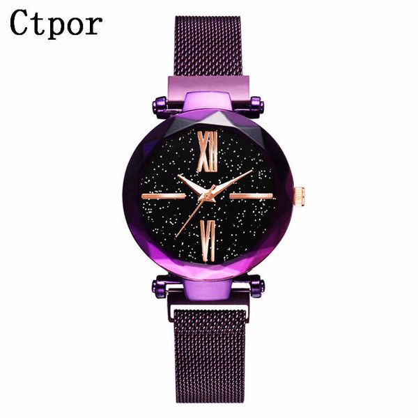 

dropshipping purple dial watch women stainless steel waterproof wristwatch women dress fashion quartz diamond saat, Slivery;brown