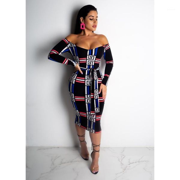 

printed strapless long cap sleeve clothing fashion female casual apparel women summer bodycon dresses designer, Black;gray