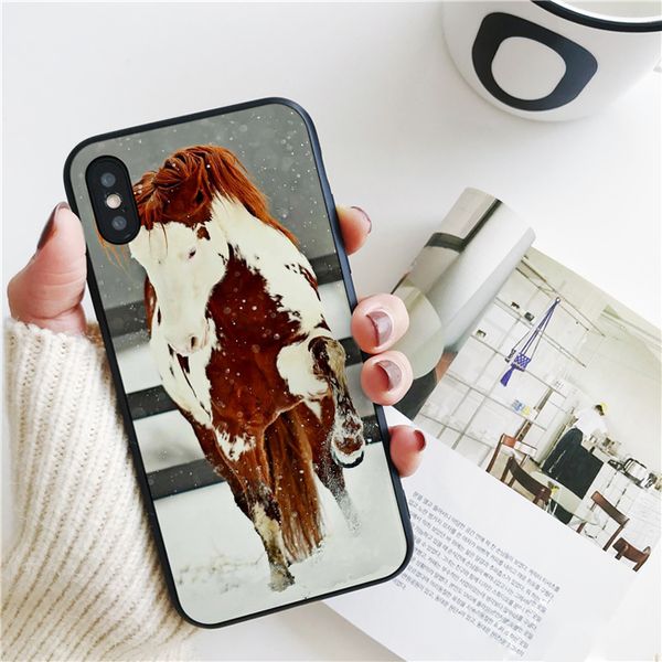 

fundas luxury snowfield red horse cover for iphone 11 pro xs max xr case for iphone 8 7 6s plus 5s se case soft silicone cover.