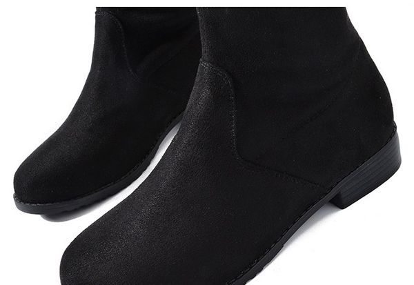 

winter boots fashion suede overknee boots suded knee shoes all matching fit shoes lace fasten strench material footwear zy834, Black