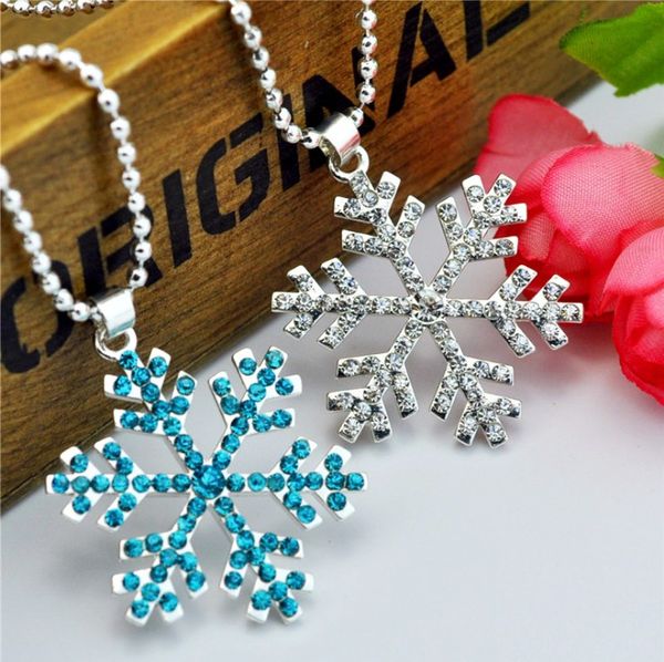 Rhinestone Snowflake Declaração Pingente Colar De Cristal Dos Desenhos Animados Colar Para Crianças Crianças Filme de Jóias de Alta Qualidade