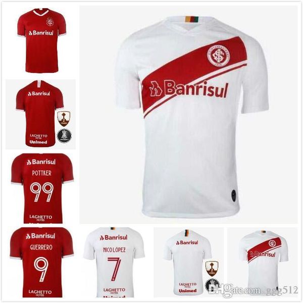 

new 19 20 brazil club internacional soccer jersey red home 2019 2020 away white football shirt woman n. lopez d.alessandro pottker top, Black;yellow