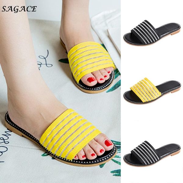 

summer slippers women open-toe soft bottom beach sandals outdoor non-slip flat shoes woman chaussures 2020 femme ladies slippers, Black