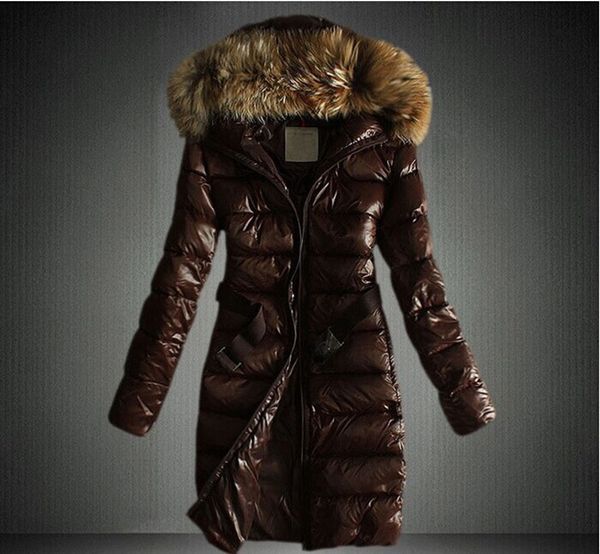 

luxury brand winter women's thick hooded coat coat long section ladies down jacket slim version fur collar winter parker coat size s-xx, Black